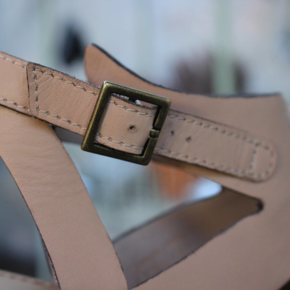 NIB Madison Harding Platform Sandal Nude Leather 8 - Picture 6 of 10